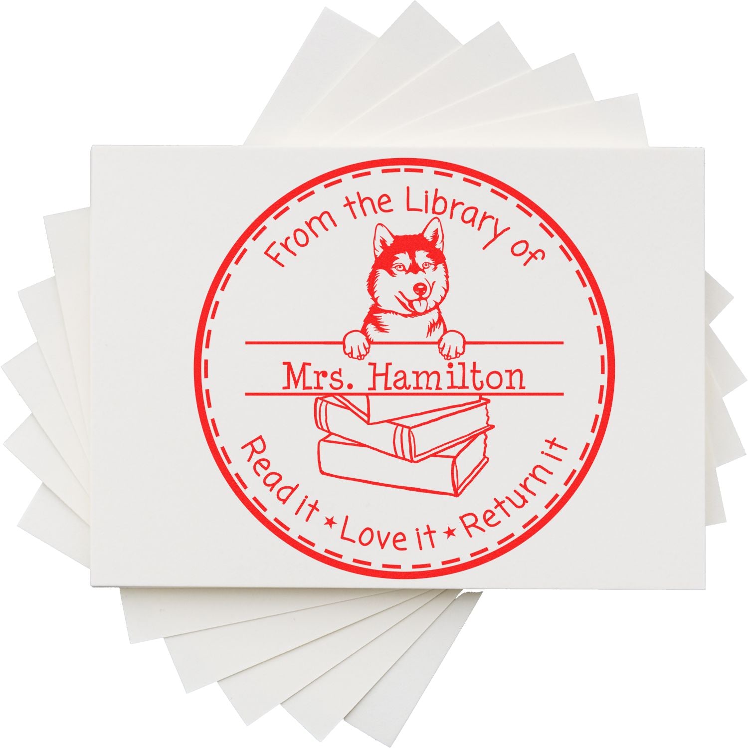Siberian Husky Dog Customized Return Book Stamper - Engineer Seal Stamps