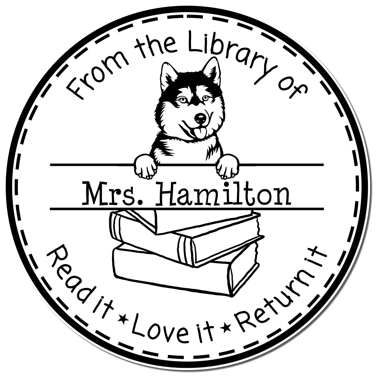 Siberian Husky Custom-Made Read It Love It Return It Library Stamper - Engineer Seal Stamps