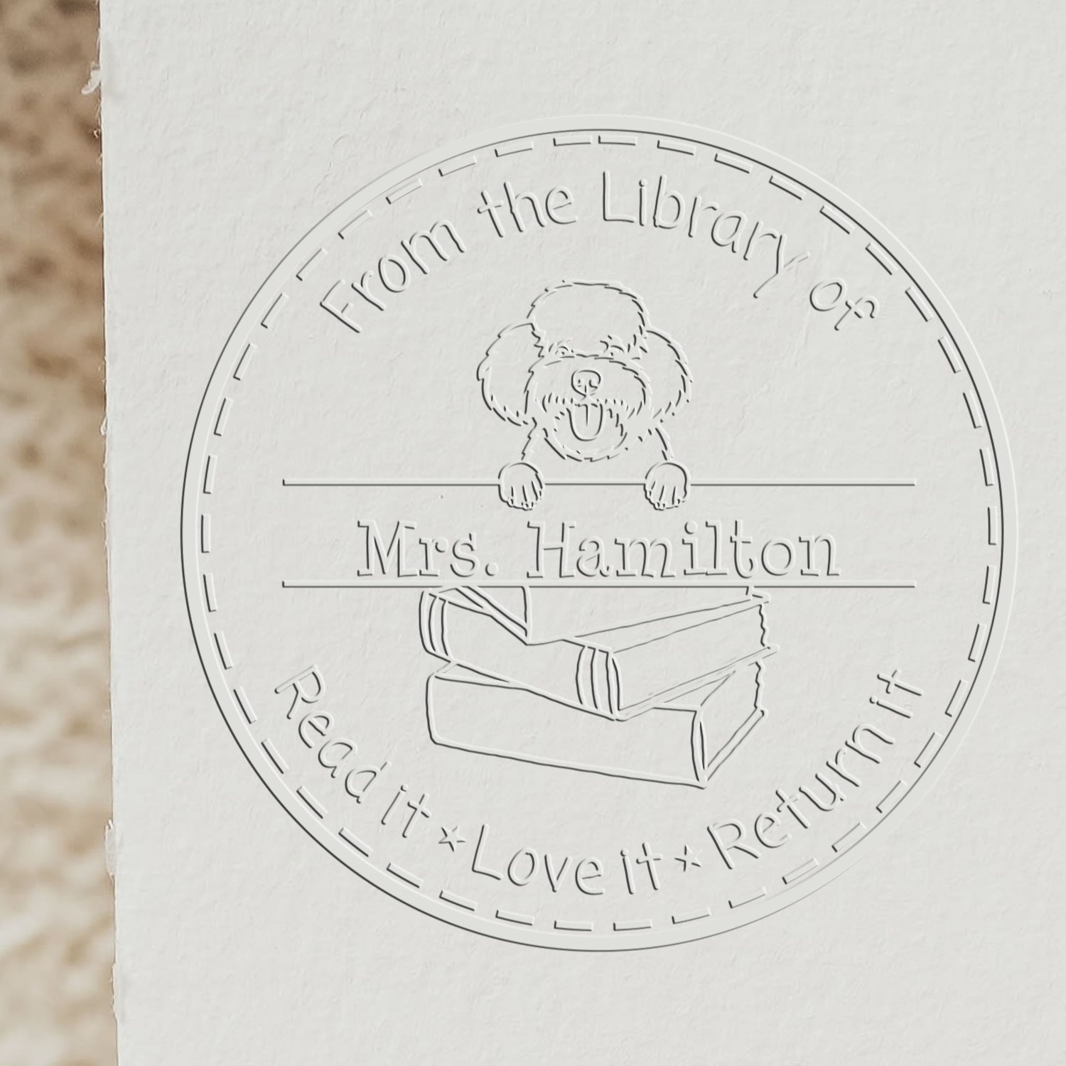 Custom Classroom Tools Seal Embosser with Toy Poodle Dog - Engineer Seal Stamps