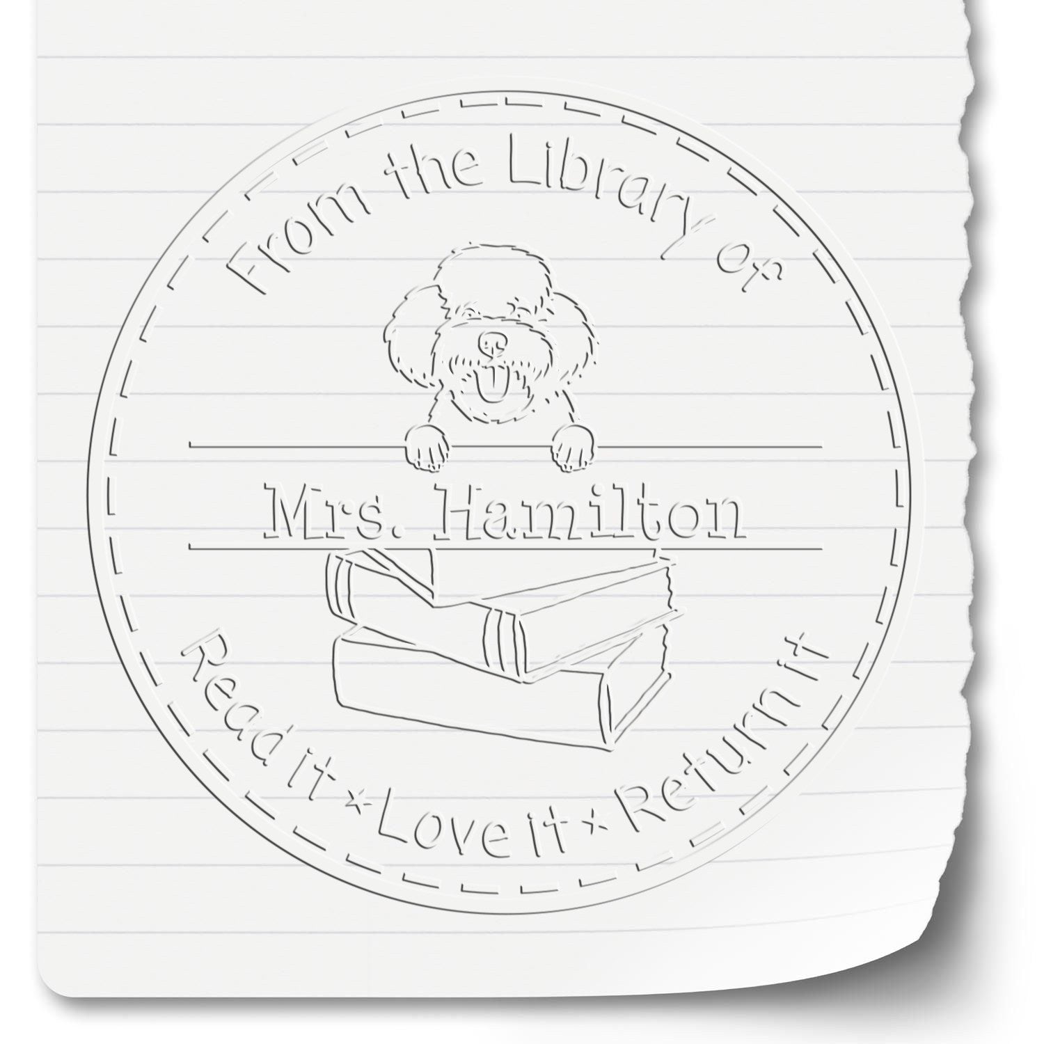 Custom Classroom Tools Seal Embosser with Toy Poodle Dog - Engineer Seal Stamps