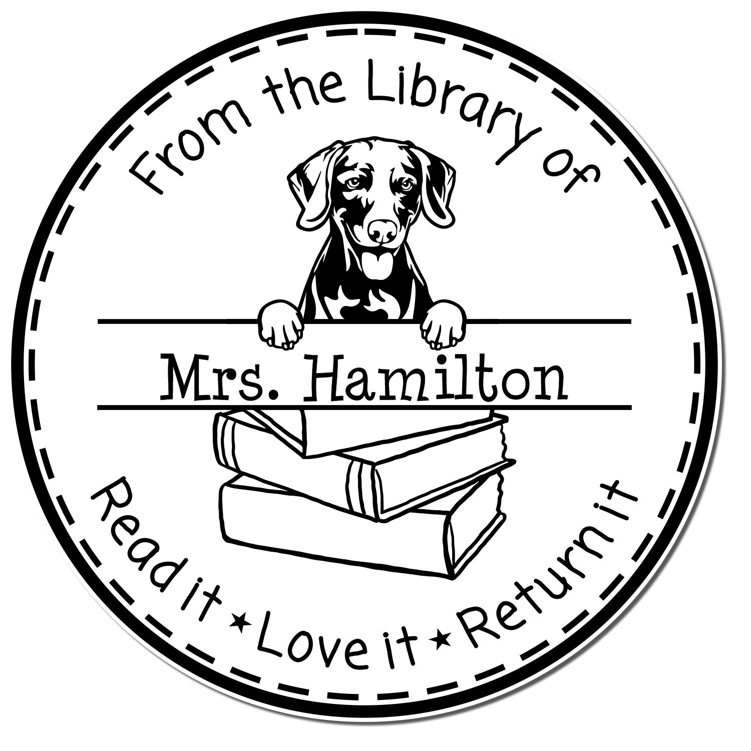 Weimaraner Dog Customized Personal Book Return Stamp - Engineer Seal Stamps