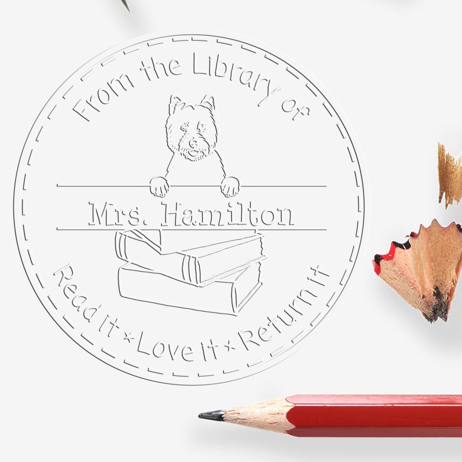 Custom For Classroom Use Embosser with West Highland White Terrier Dog - Engineer Seal Stamps