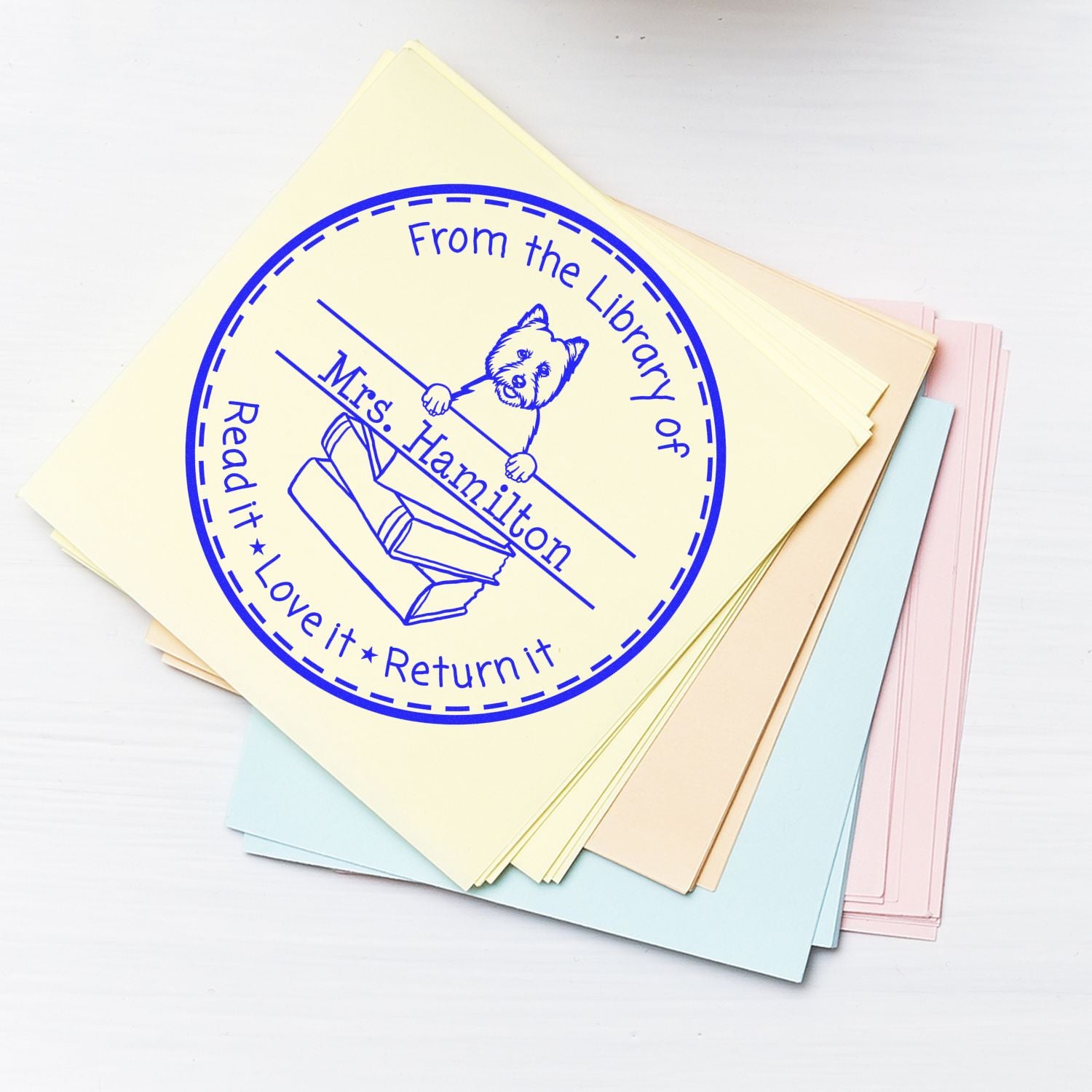 Customized Classroom Ownership Stamp with West Highland White Terrier Dog - Engineer Seal Stamps