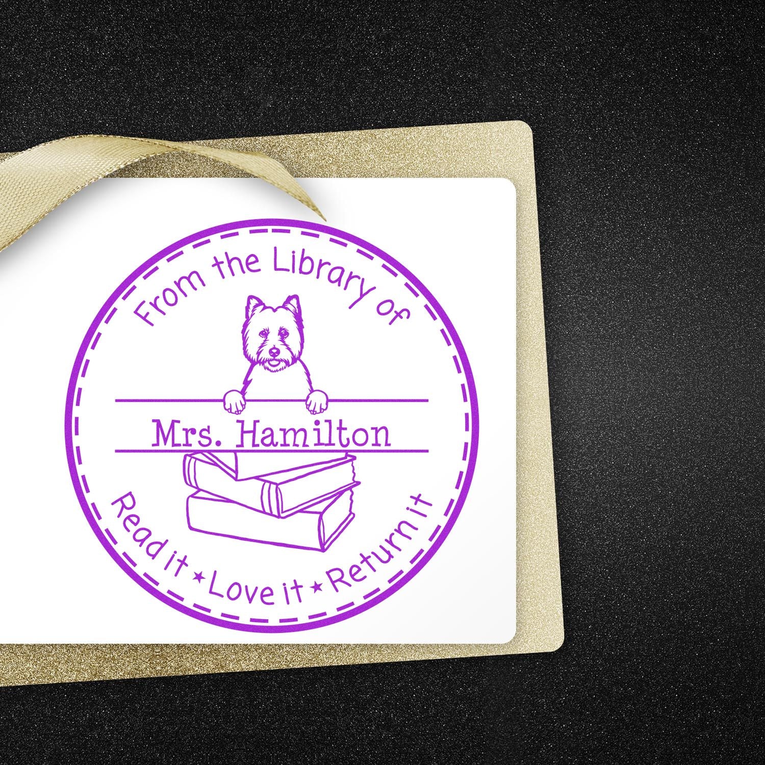 West Highland White Terrier Dog Themed Read It Love It Return It Book Stamp