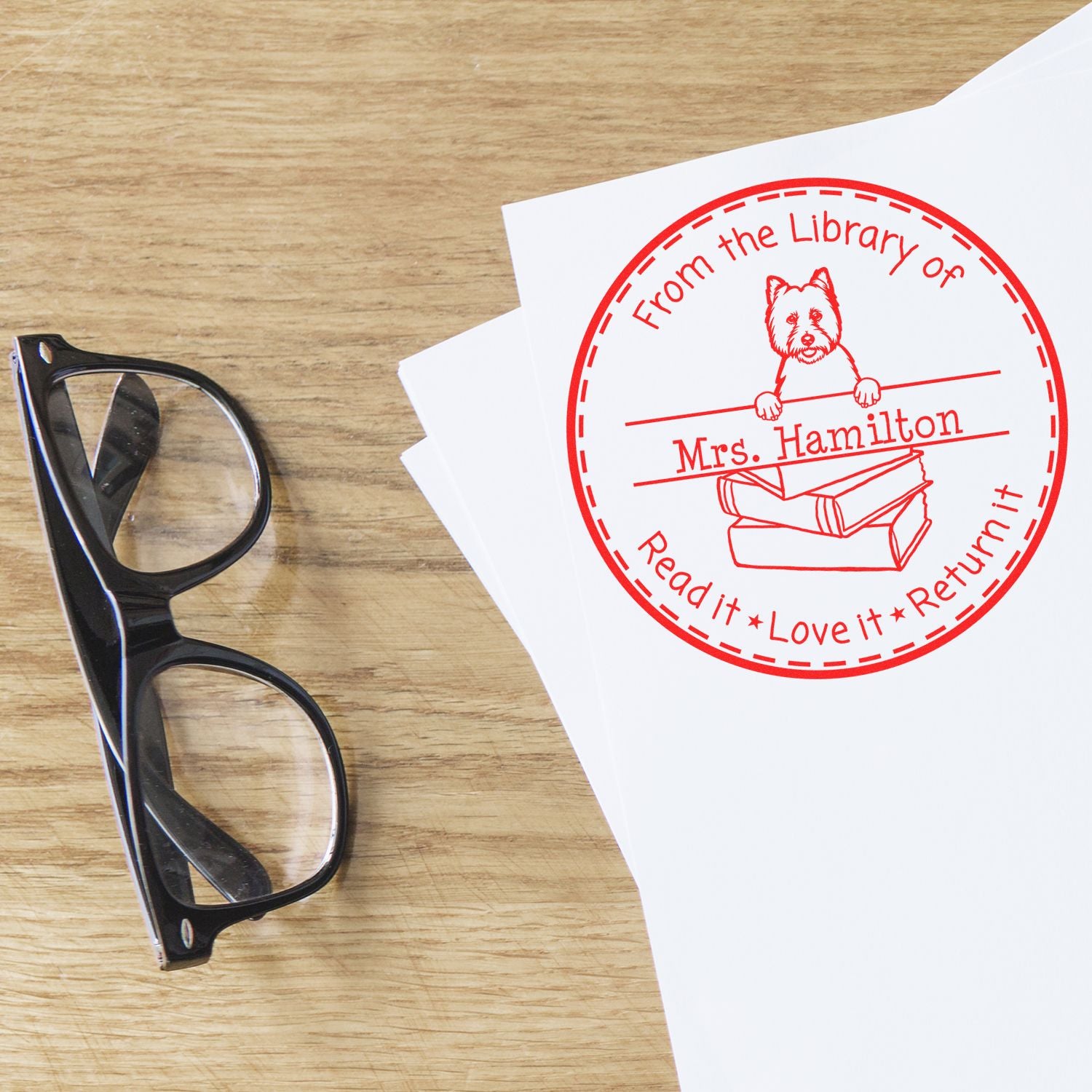 West Highland White Terrier Dog Themed Read It Love It Return It Book Stamp - Engineer Seal Stamps