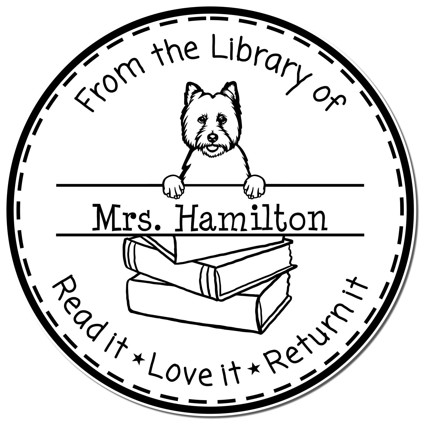 Customized Classroom Ownership Stamp with West Highland White Terrier Dog - Engineer Seal Stamps