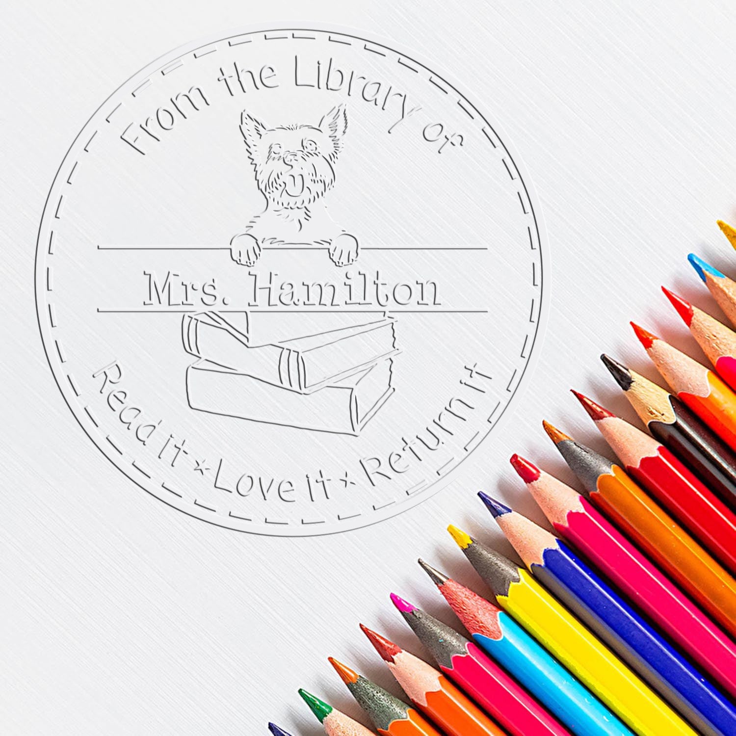 Custom For Classroom Use Seal Embosser with Yorkie Dog - Engineer Seal Stamps