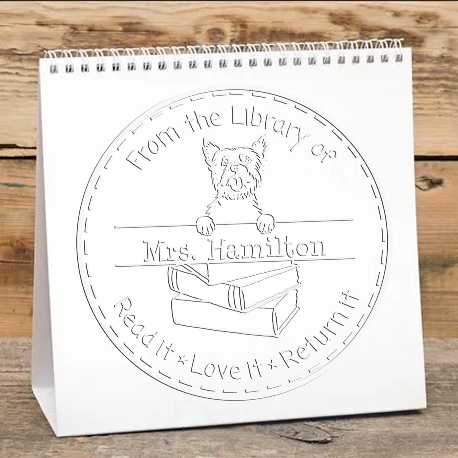 Custom For Classroom Use Embossed Stamp with Yorkshire Terrier Dog - Engineer Seal Stamps