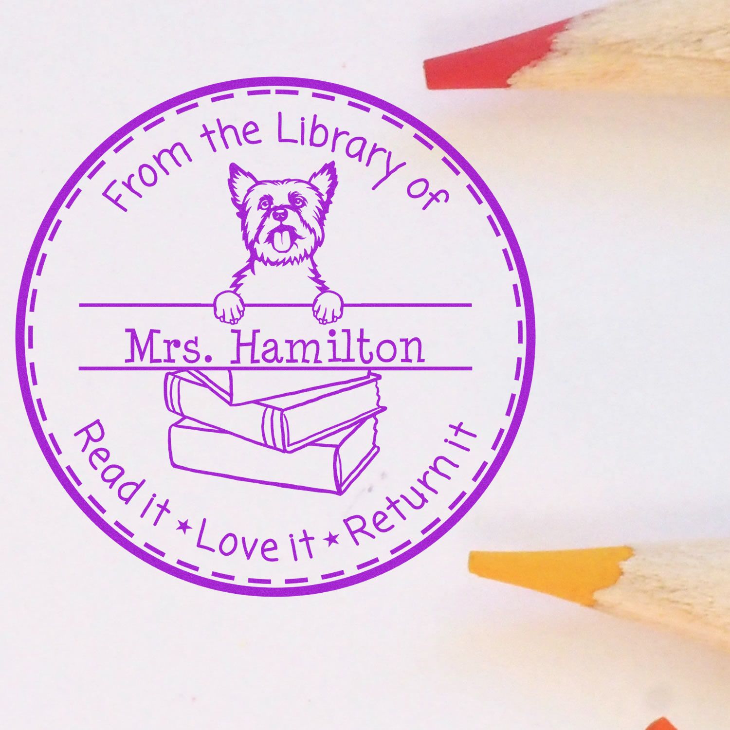 Yorkshire Terrier Dog Customized Book Lover Stamp - Engineer Seal Stamps