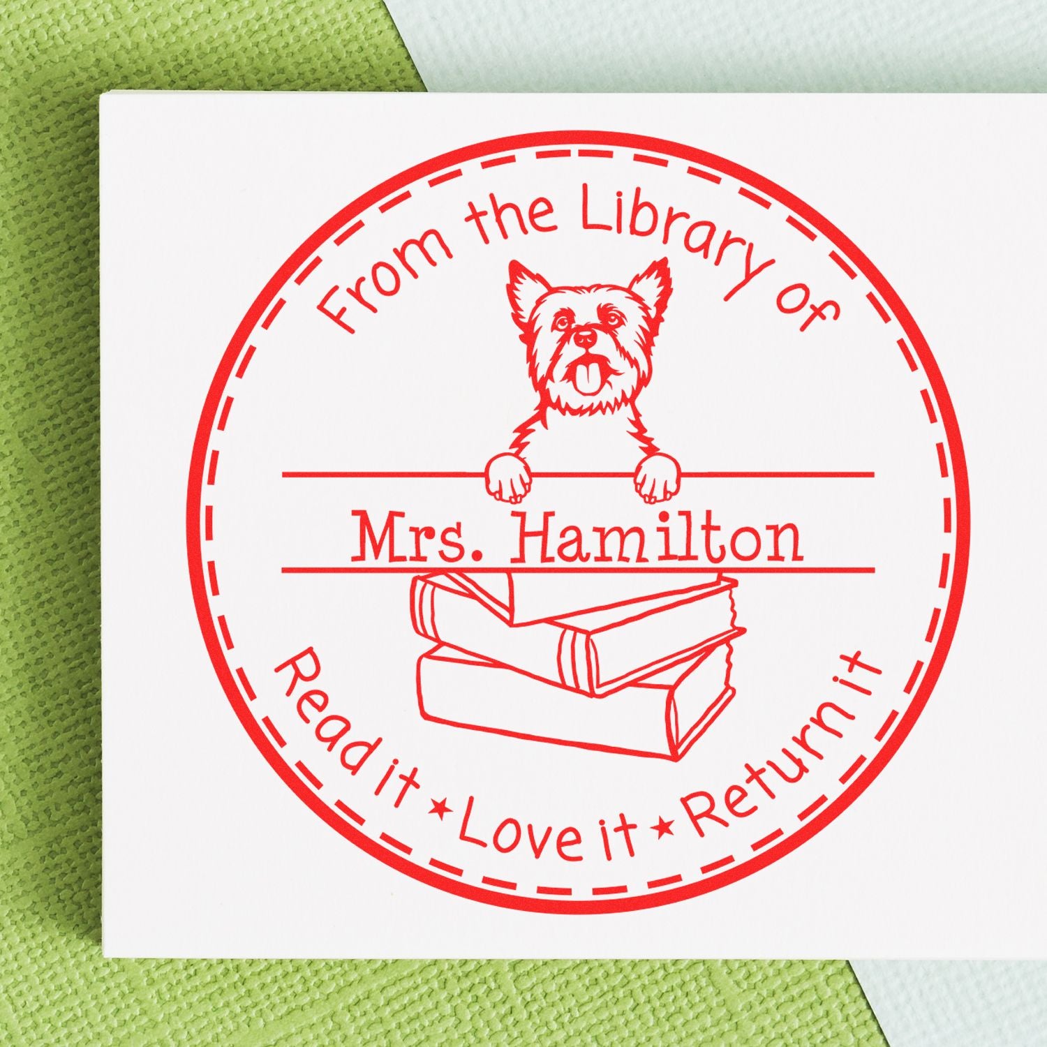 Yorkshire Terrier Custom-Made Read It Love It Return It For Schools Stamp - Engineer Seal Stamps