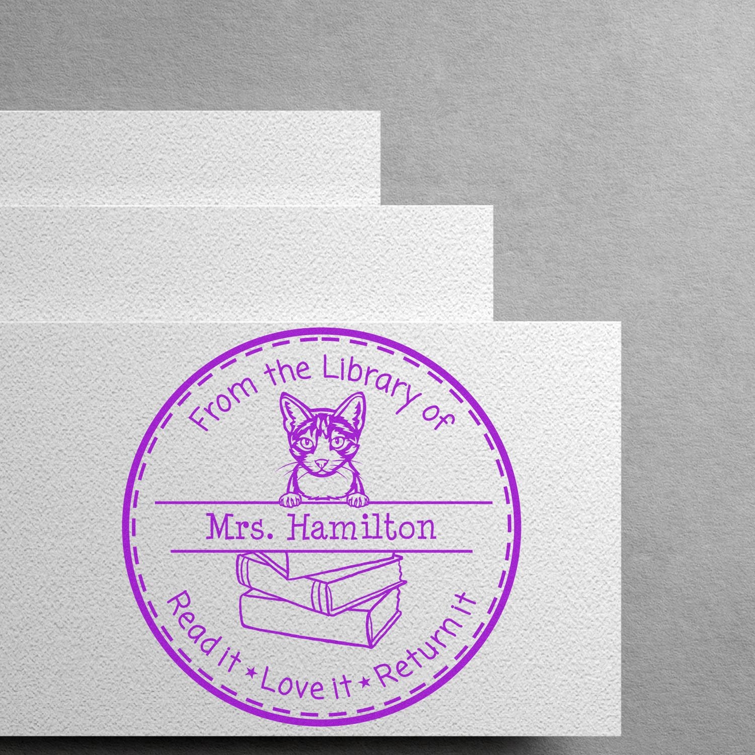 Personalized Library Tool For Stamper with Aegean Cat - Engineer Seal Stamps