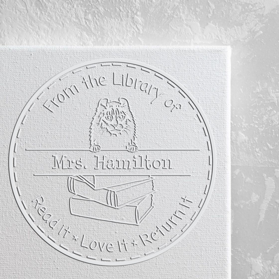 American Curl Cat Custom Book Tag Embosser - Engineer Seal Stamps