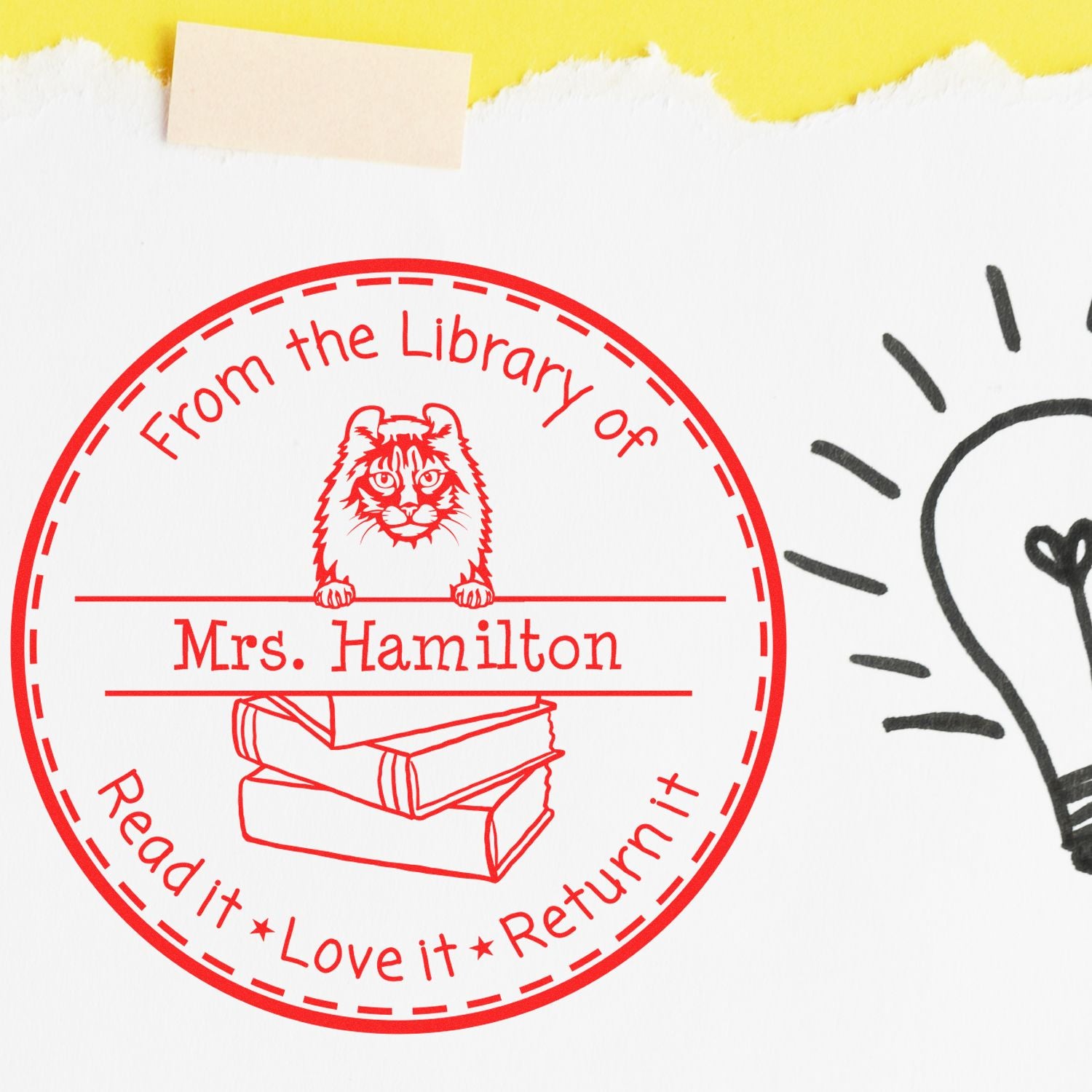 American Curl Custom-Made Read It Love It Return It For Classroom Stamp - Engineer Seal Stamps