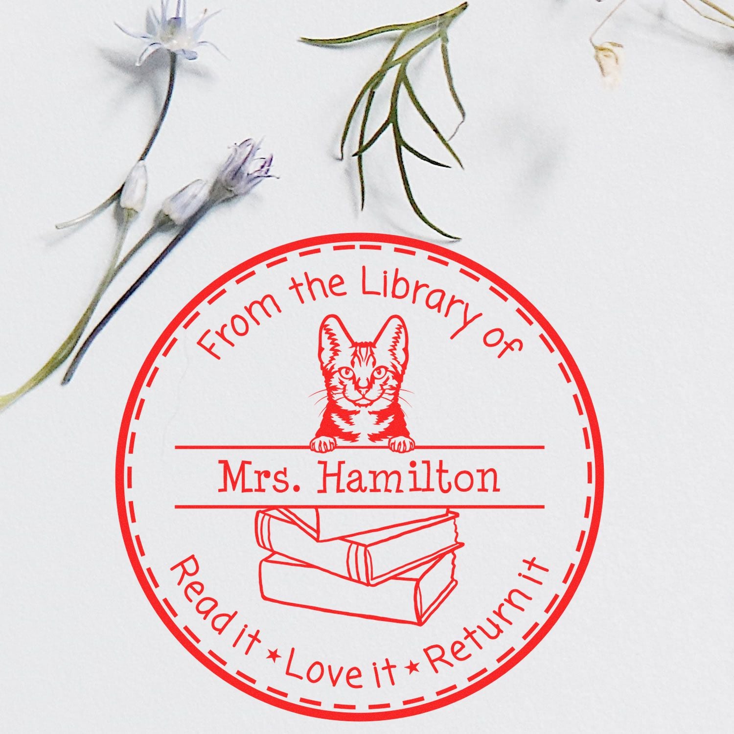 American Shorthair Custom-Made Book Lover In Charge Stamper Self-Inking - Engineer Seal Stamps