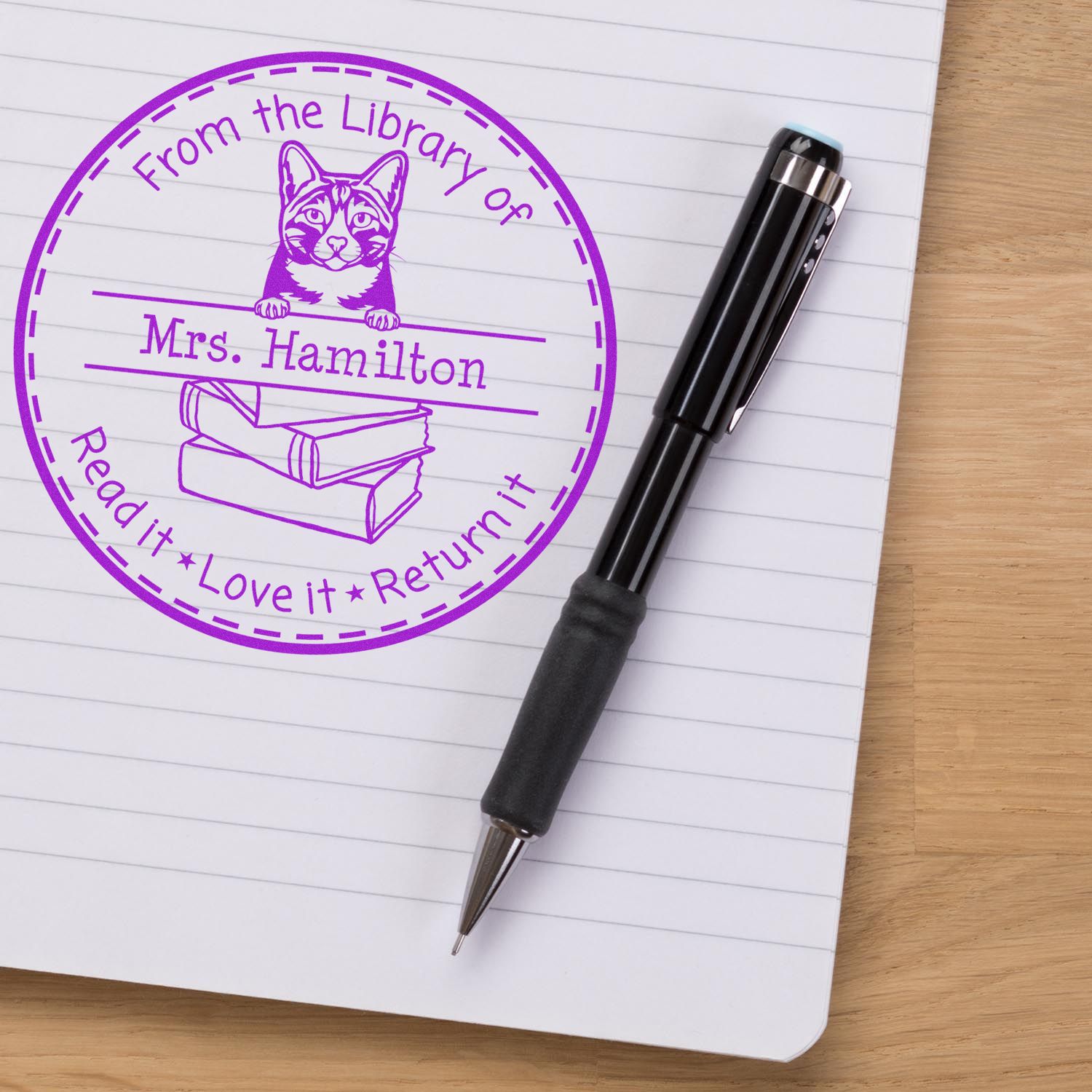 Personalized School Ideas Stamp with Arabian Mau Cat - Engineer Seal Stamps