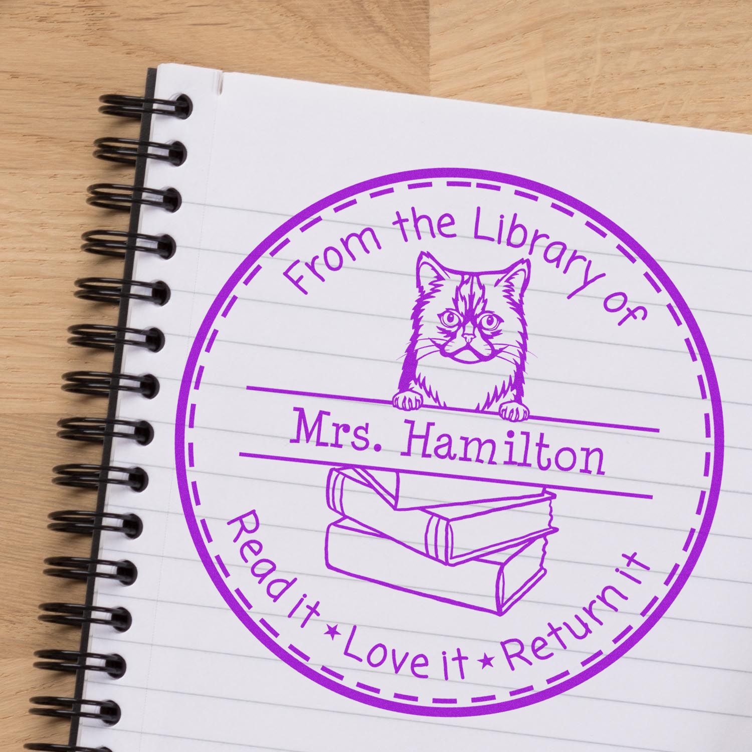 Asian Semi Longhair Custom-Made Read It Love It Return It For Book Sharing Stamp - Engineer Seal Stamps