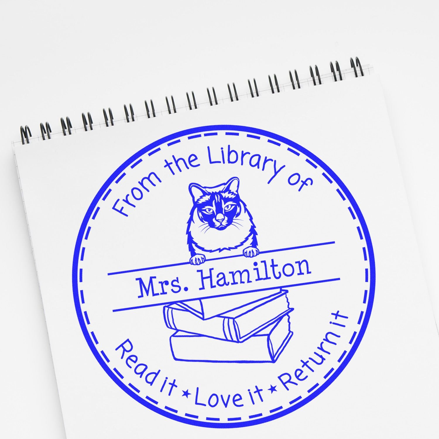 Personalized Classroom Resource Stamper with Balinese Cat - Engineer Seal Stamps