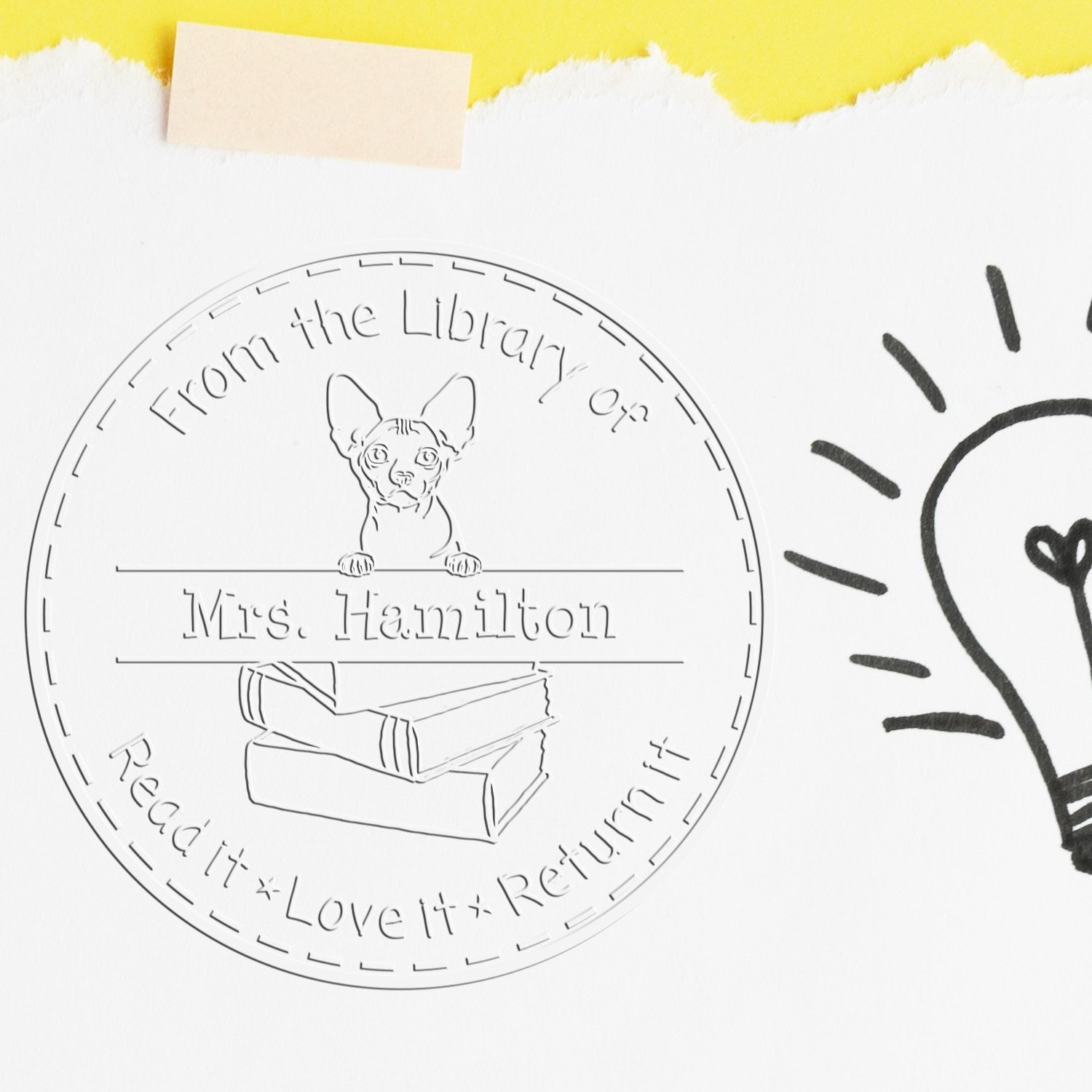 Custom Reading Seal Embosser with Bambino Cat - Engineer Seal Stamps