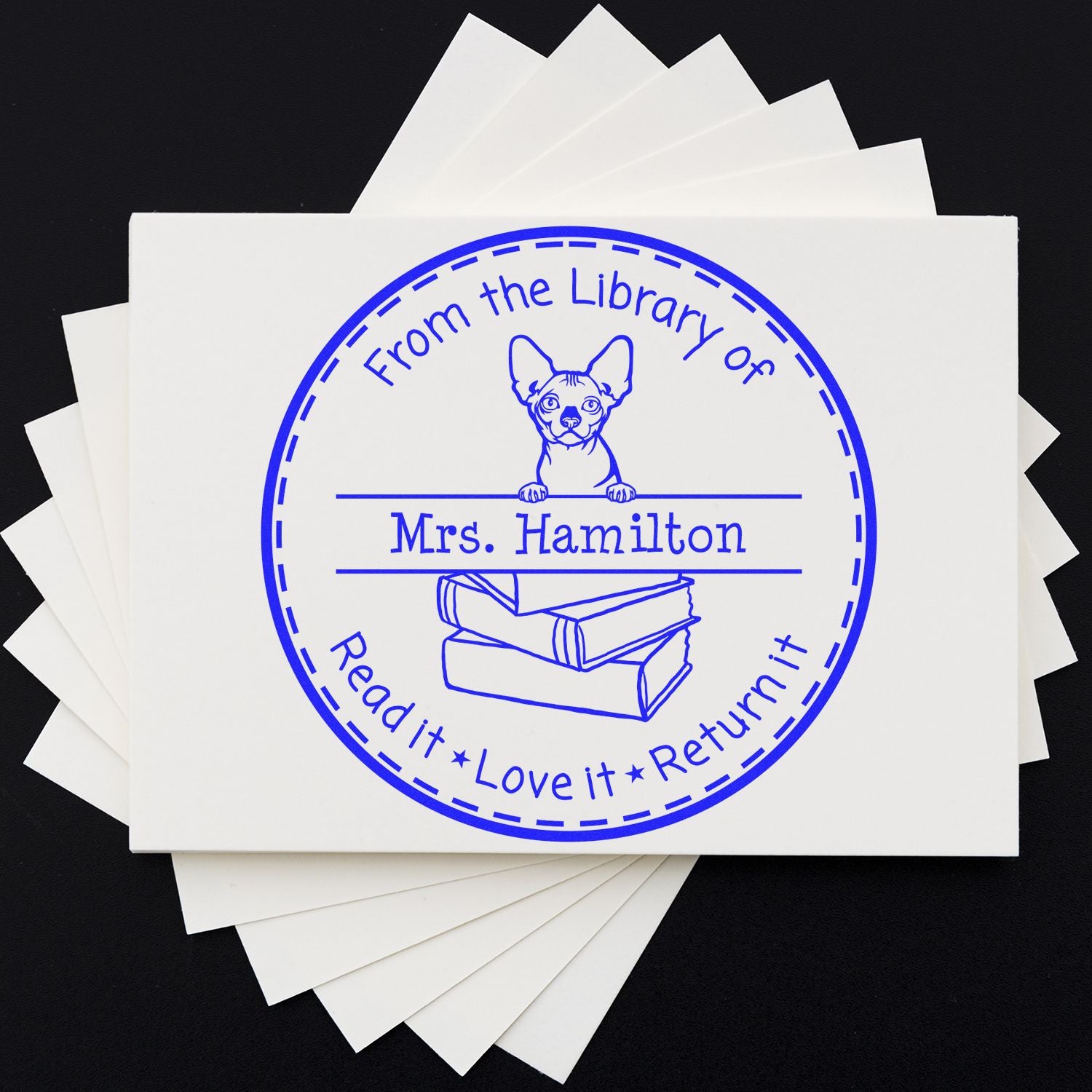 Bambino Cat Personalized Classroom Library Stamp - Engineer Seal Stamps