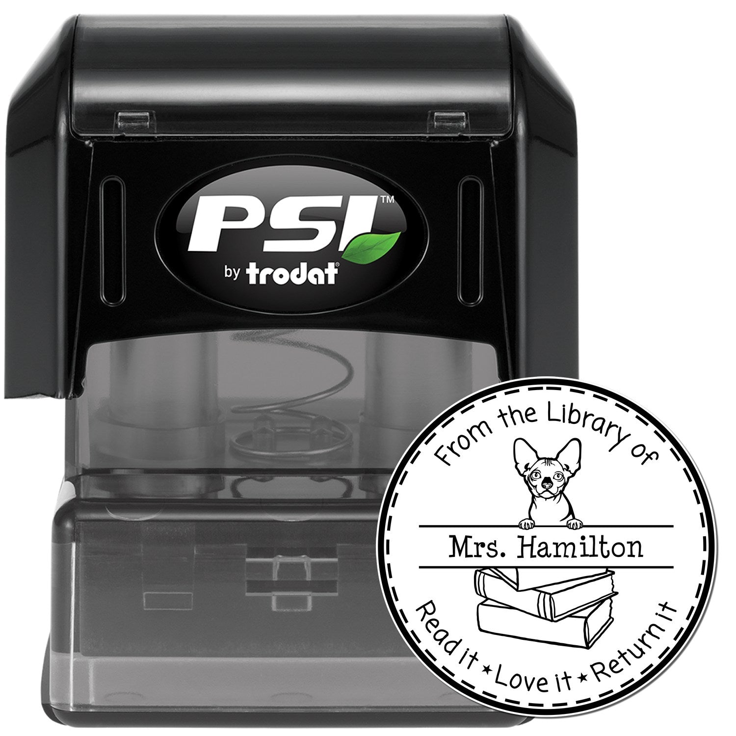 Bambino Cat Personalized Classroom Library Stamp - Engineer Seal Stamps