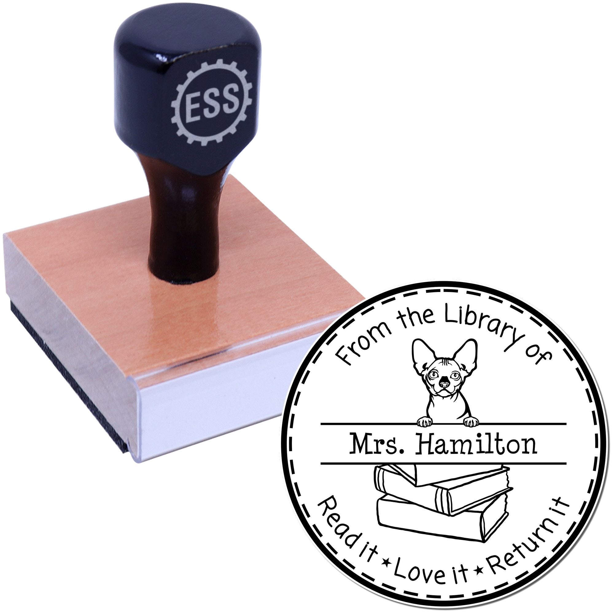 Bambino Custom-Made Read It Love It Return It For Book Exchange Stamper - Engineer Seal Stamps