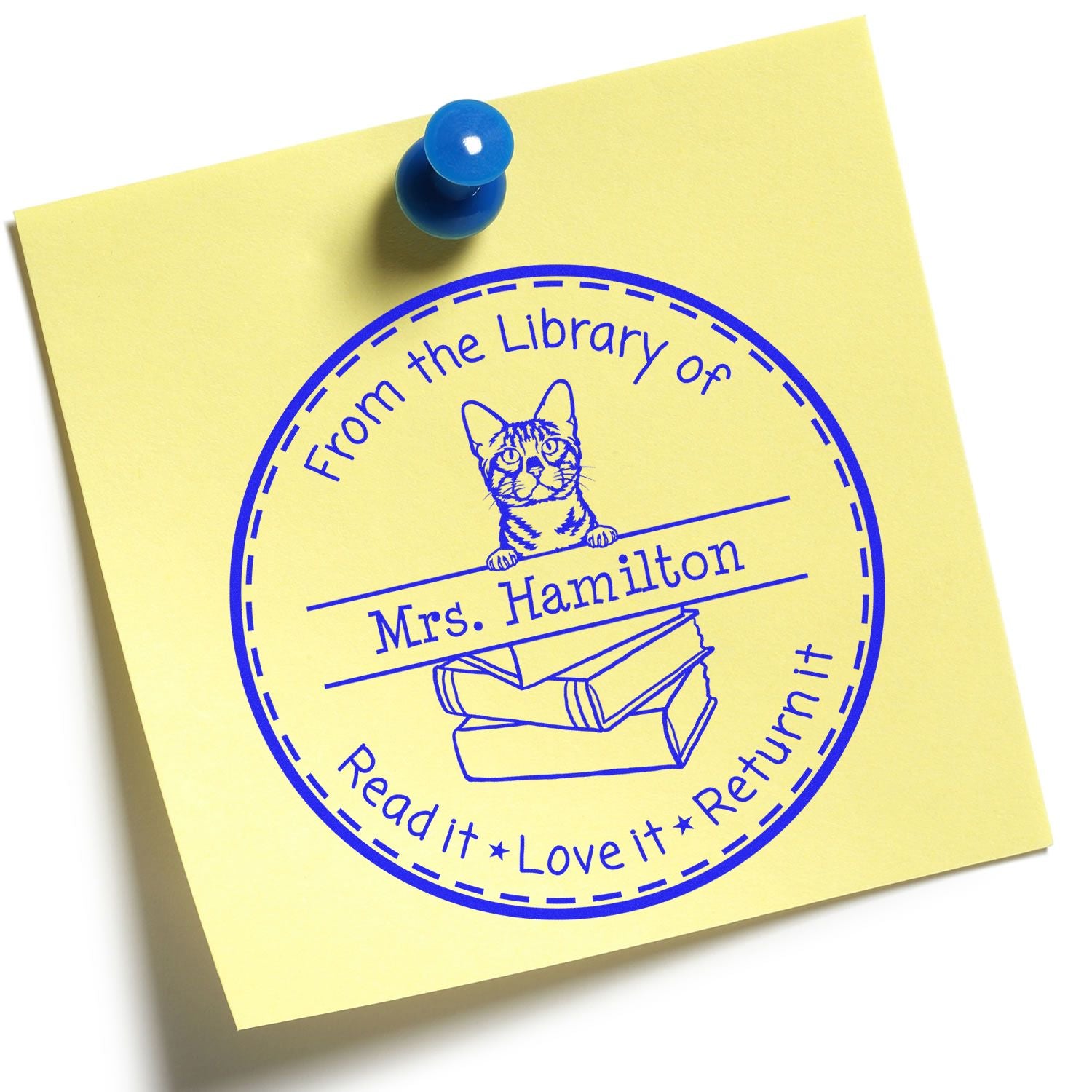 Personalized Nameplate Stamper with Bengal Cat - Engineer Seal Stamps