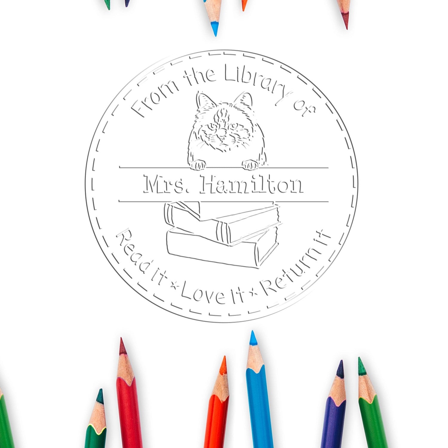 Custom Book Lending Embossing Seal with Birman Cat - Engineer Seal Stamps