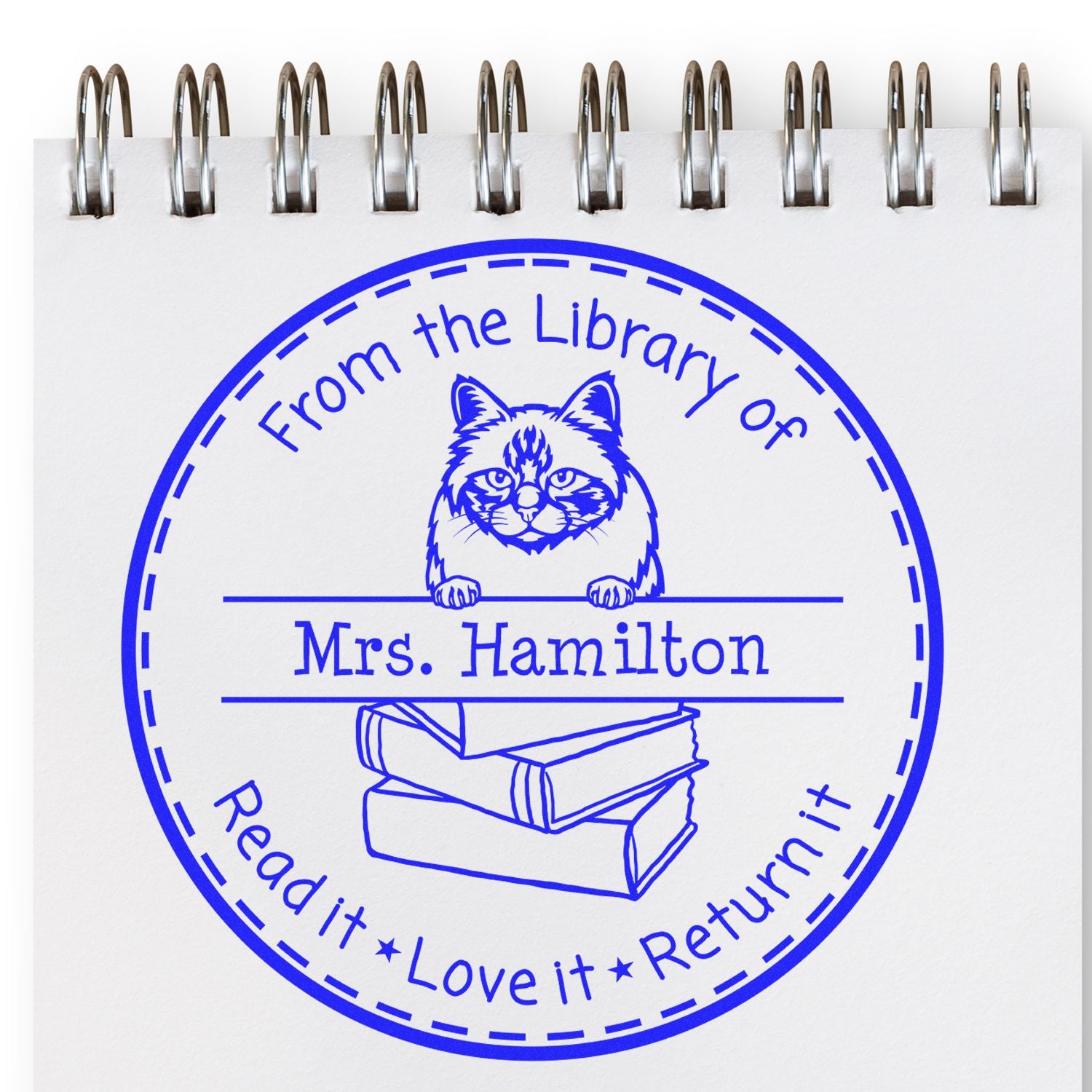Personalized Ownership For Books Stamp with Birman Cat - Engineer Seal Stamps