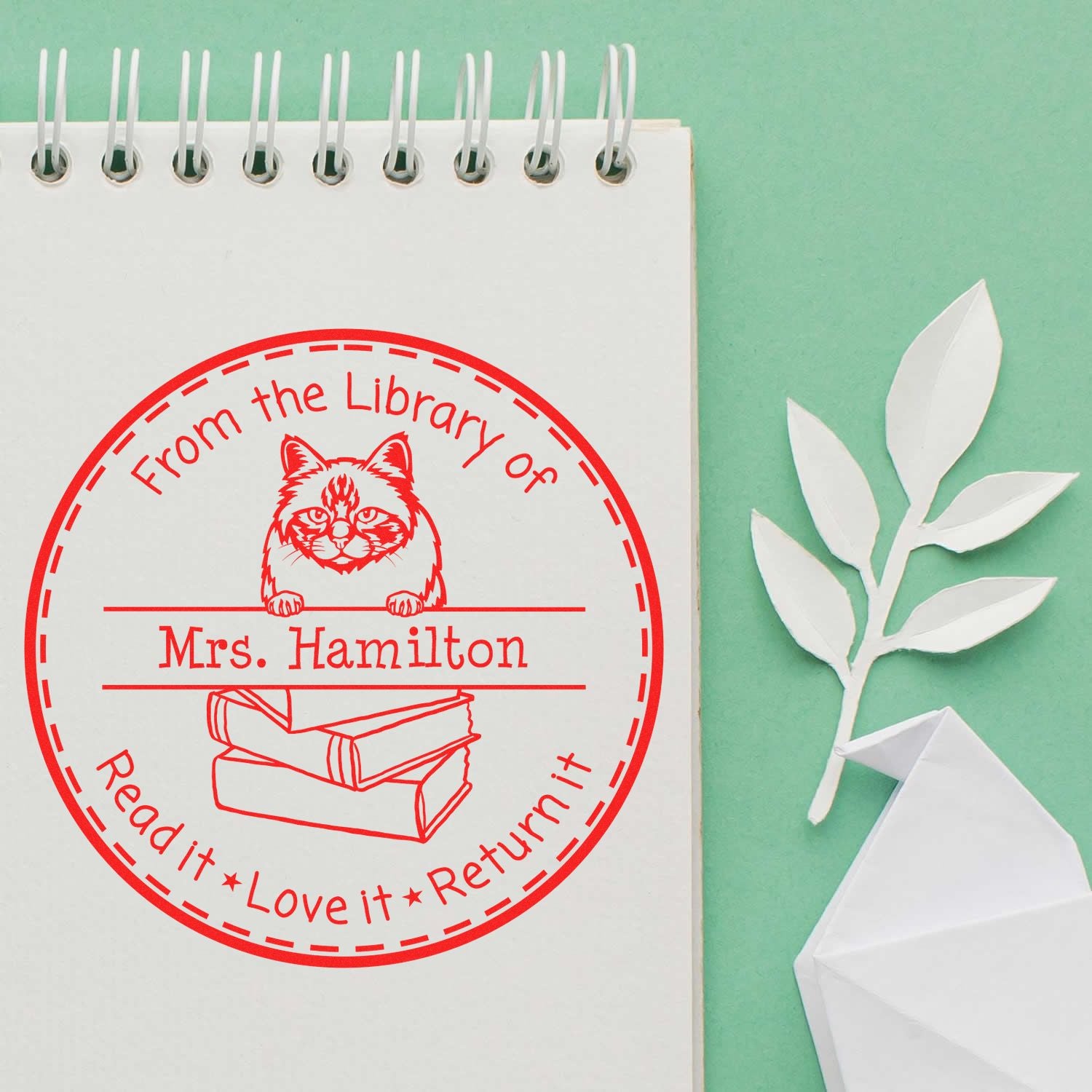 Personalized Ownership For Books Stamp with Birman Cat - Engineer Seal Stamps