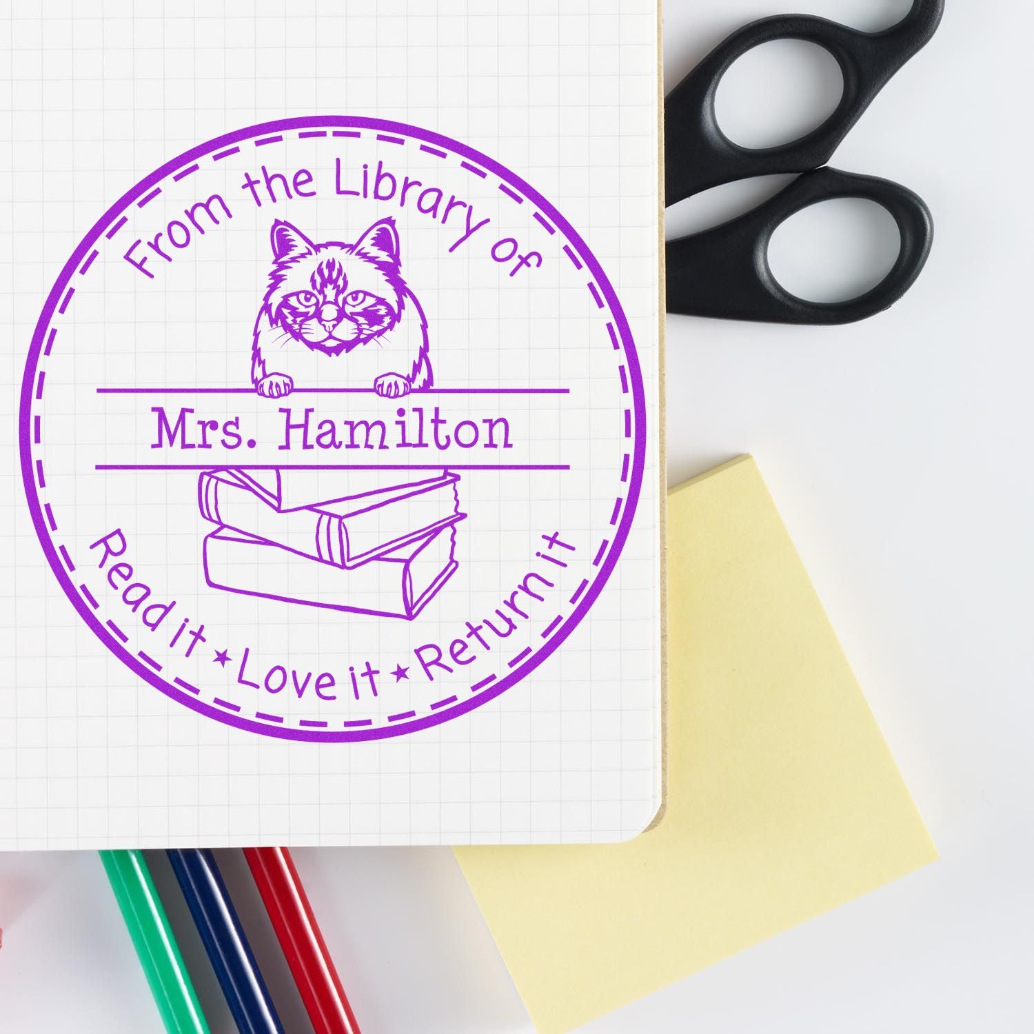 Birman Cat Personalized Name For Teacher Stamp - Engineer Seal Stamps