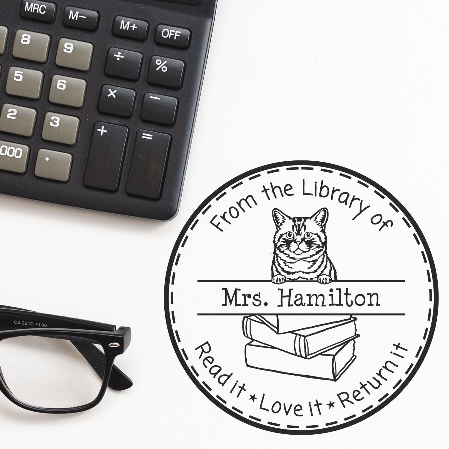 Personalized Ownership For Books Stamper with Brazilian Shorthair Cat - Engineer Seal Stamps