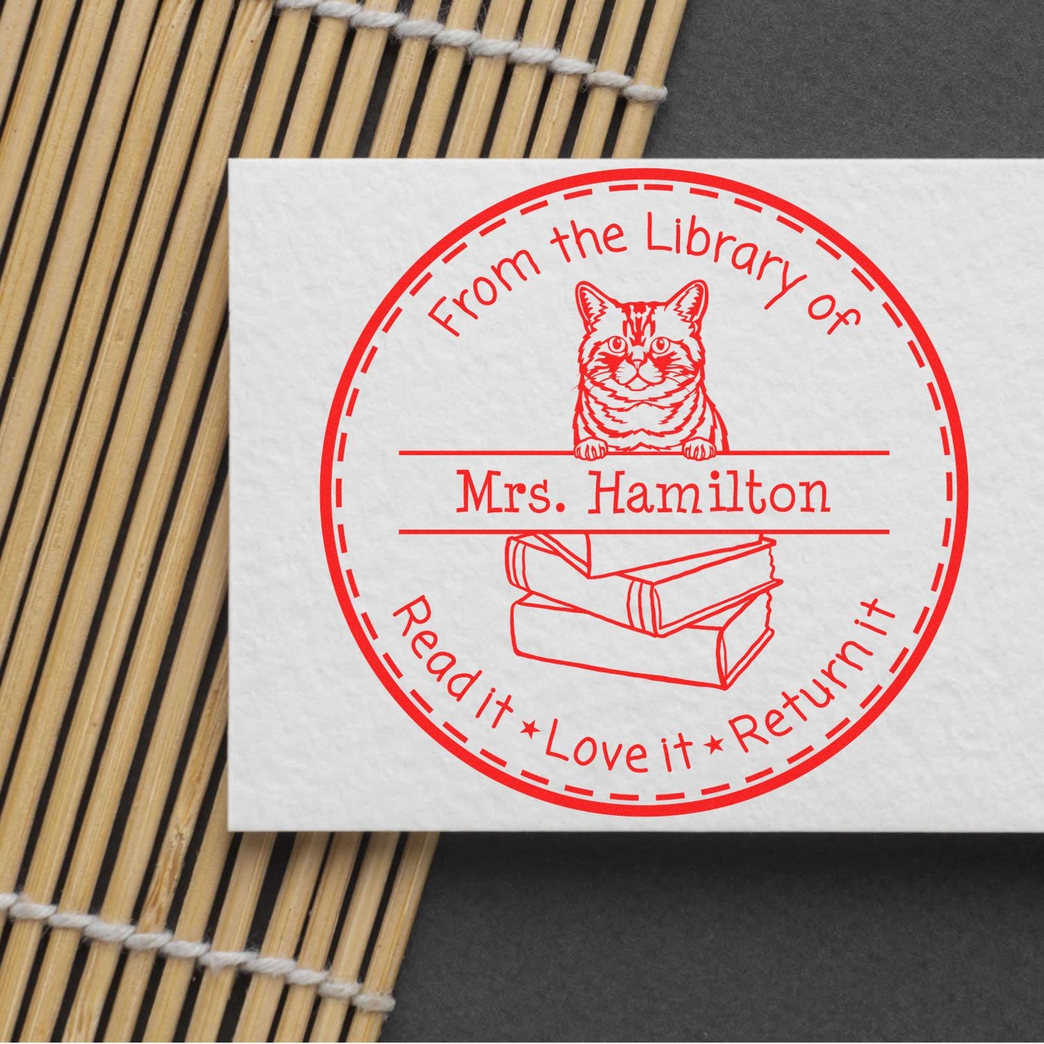 Personalized Ownership For Books Stamper with Brazilian Shorthair Cat - Engineer Seal Stamps