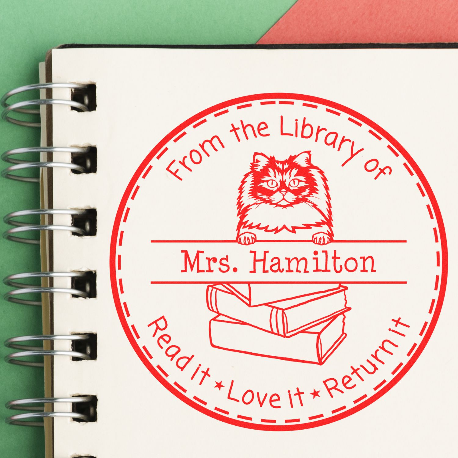 Personalized Book Personalization Tool Stamp with British Longhair Cat - Engineer Seal Stamps
