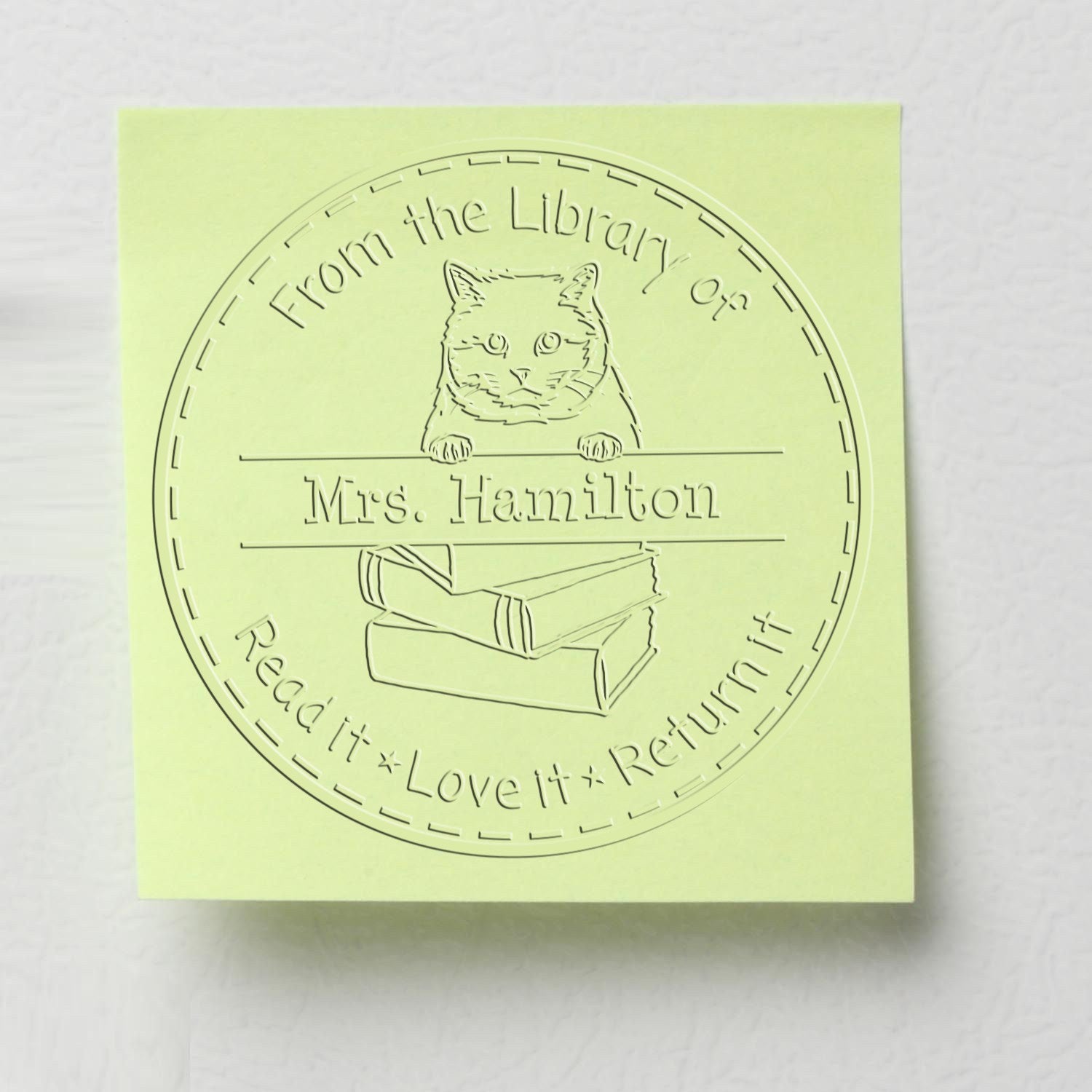 Custom Lending Library Seal Embosser with British Shorthair Cat - Engineer Seal Stamps
