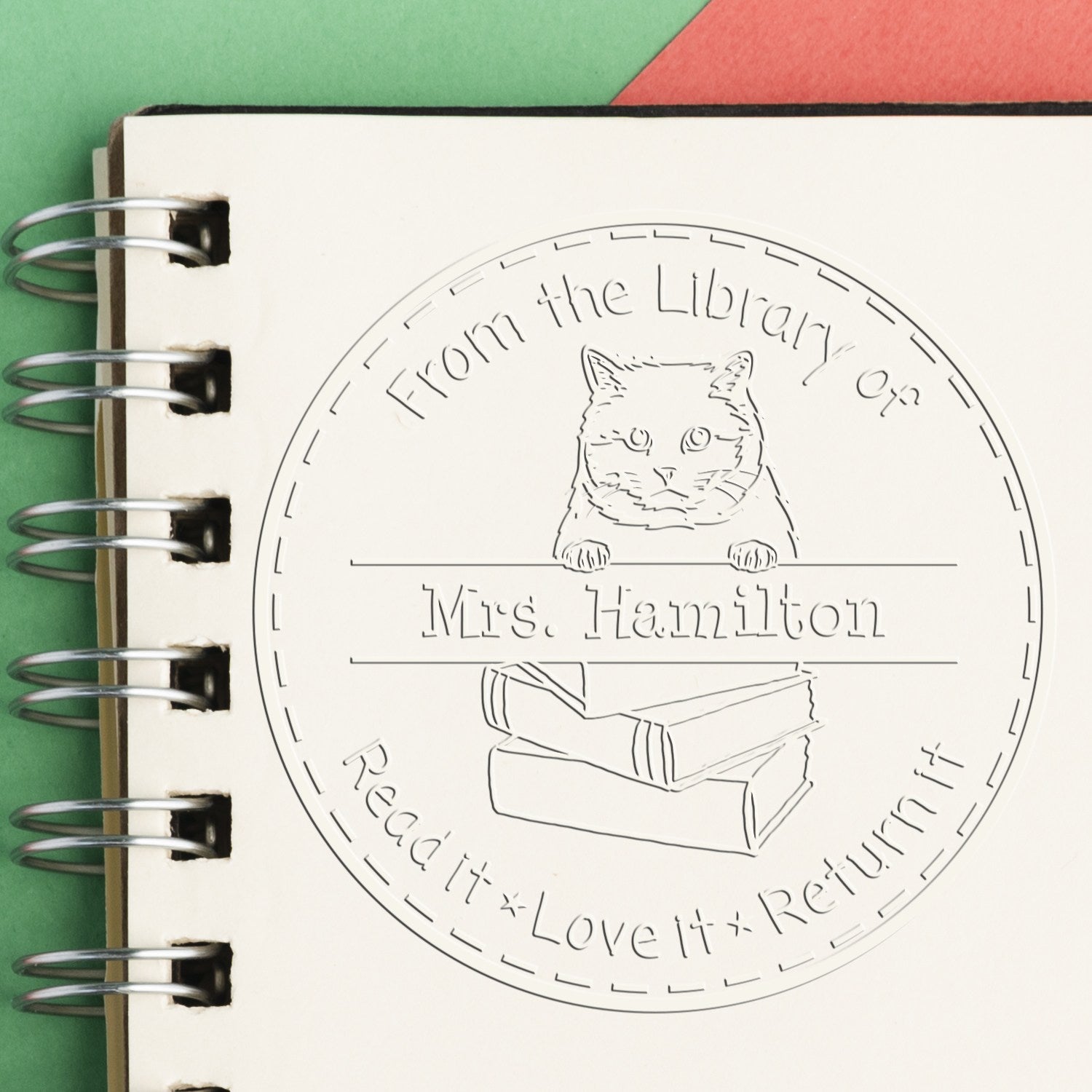 Custom From The Library Of Seal Embosser with British Shorthair Cat - Engineer Seal Stamps