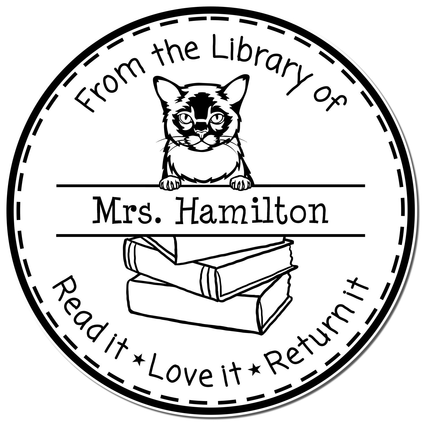 Burmese Cat Personalized Bookplate Stamp - Engineer Seal Stamps