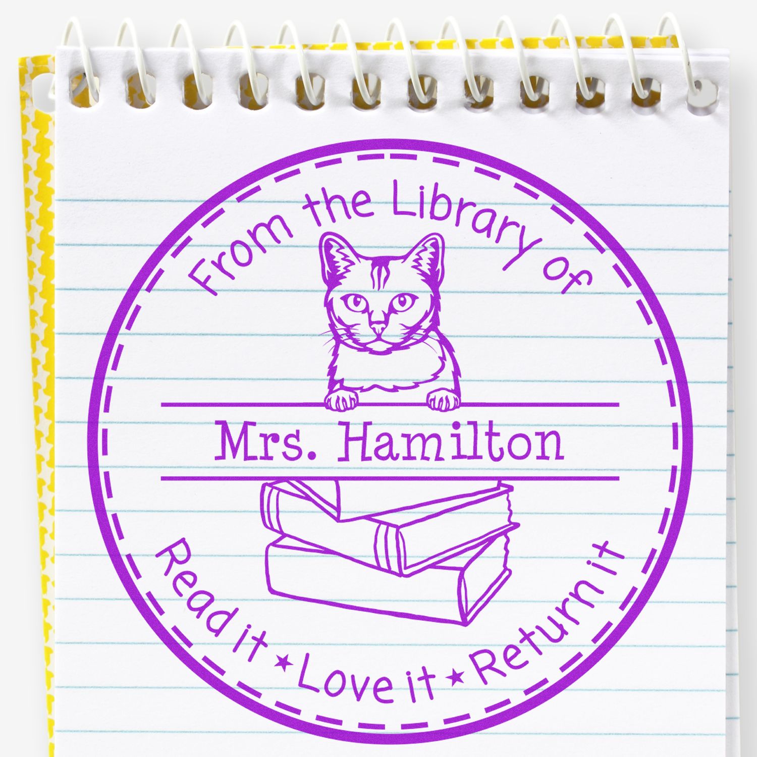 Personalized Library Tools For Classroom Stamper with Burmilla Cat - Engineer Seal Stamps