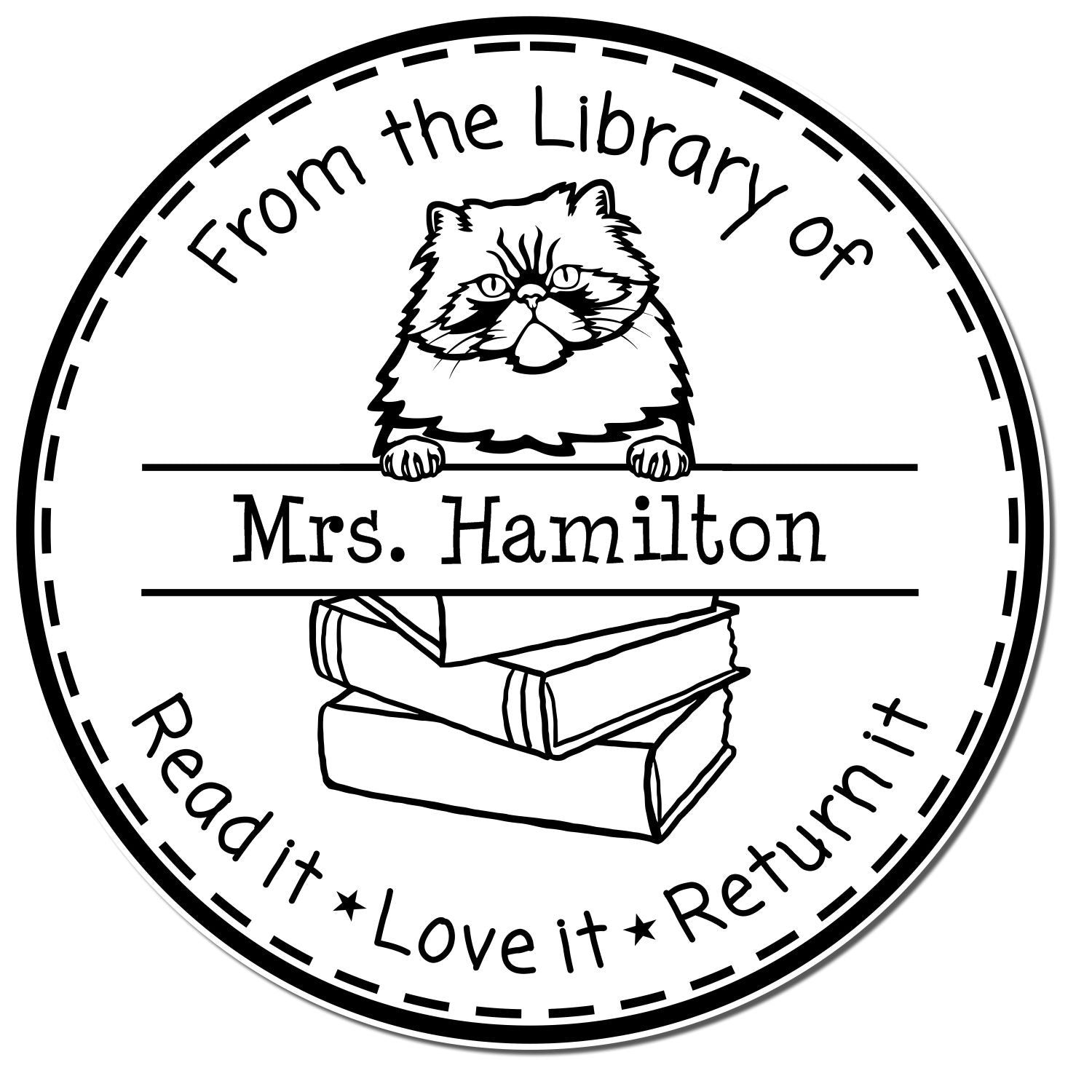 Personalized From The Desk Of Teacher Stamp with Colorpoint Persian Cat - Engineer Seal Stamps