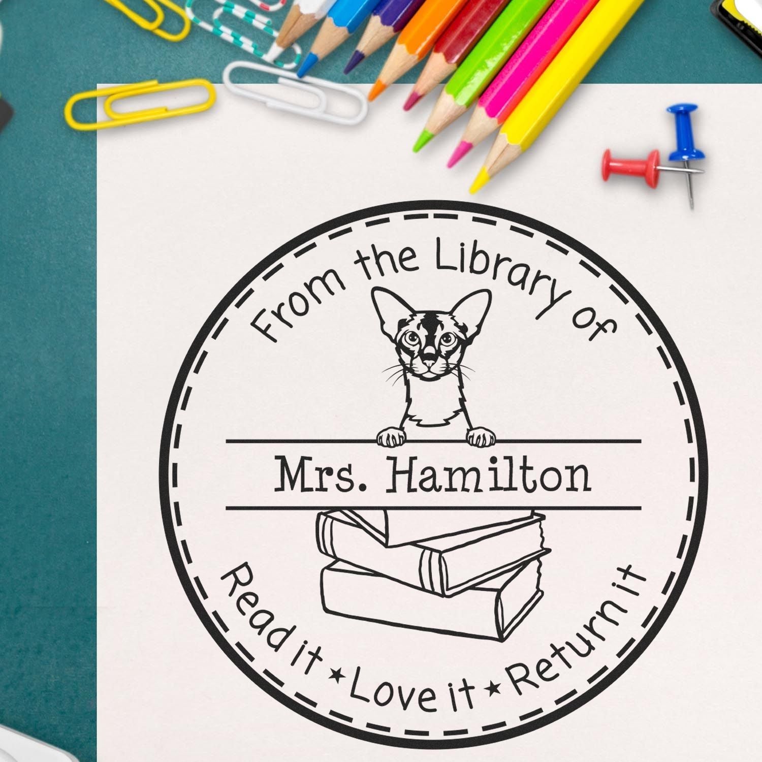 Colorpoint Shorthair Customized Teacher Library Stamp Self-Inking - Engineer Seal Stamps