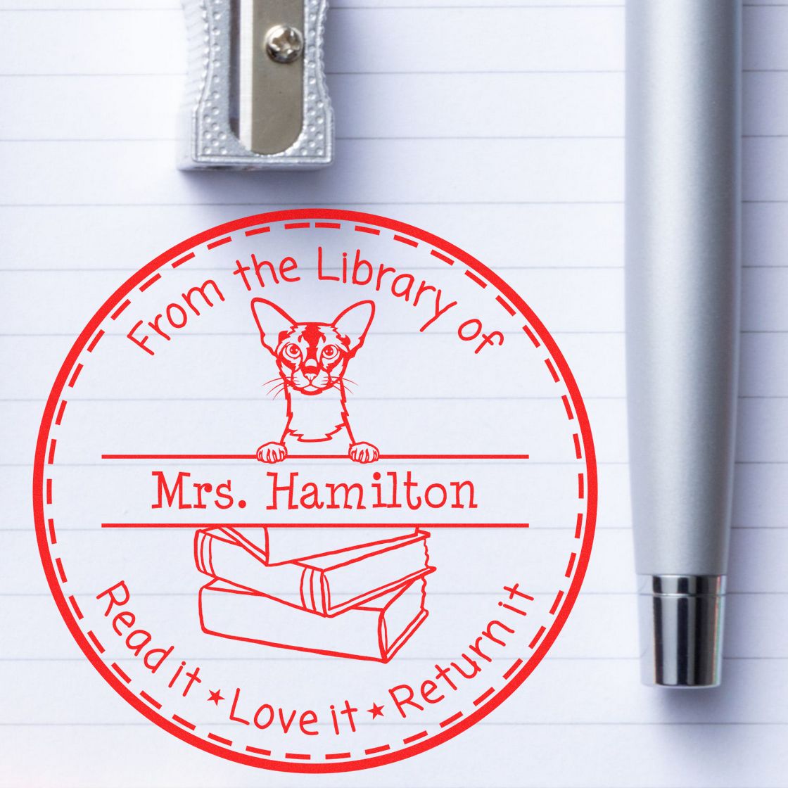 Colorpoint Shorthair Cat Personalized Desk Stamper - Engineer Seal Stamps