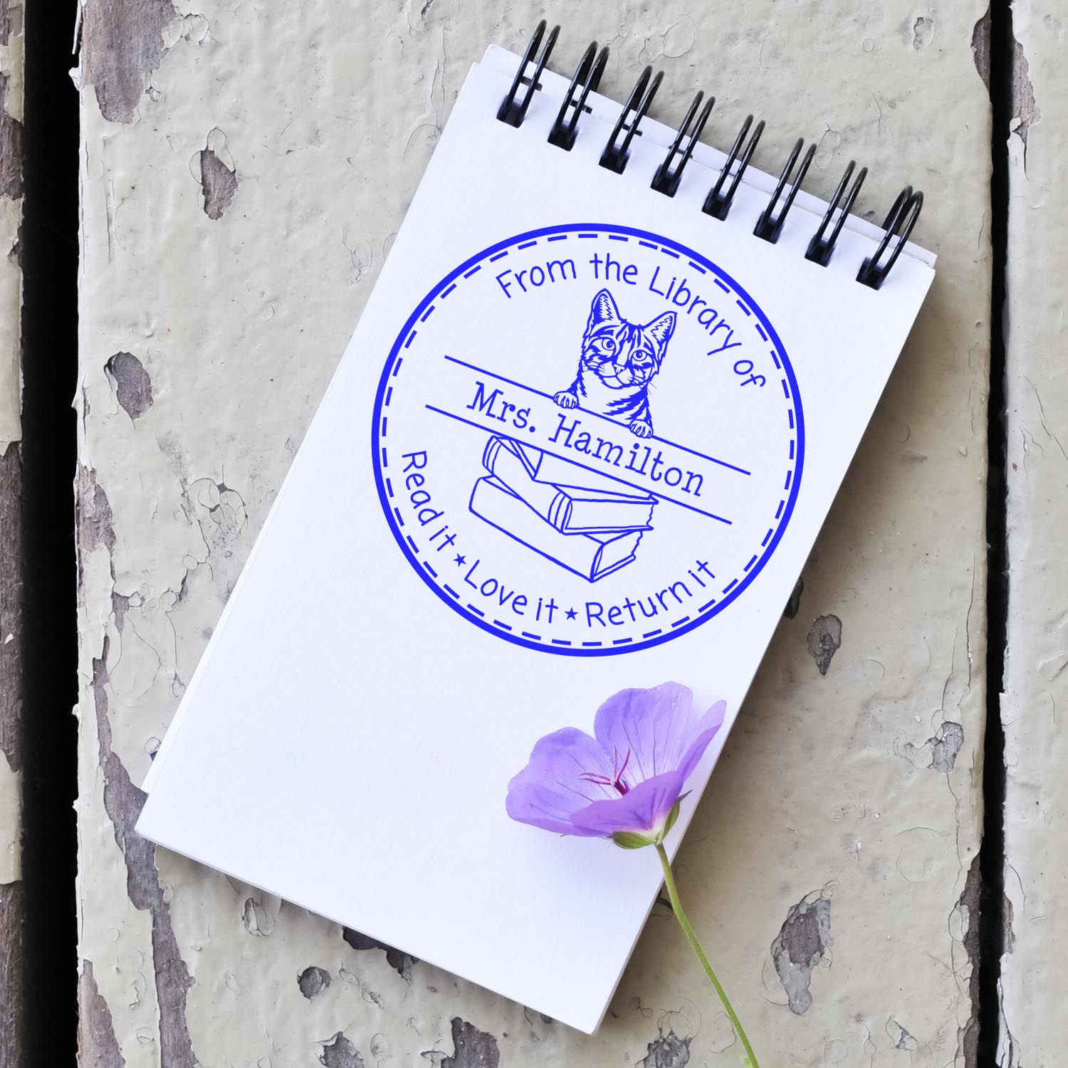 Egyptian Mau Cat Personalized For Library Stamper - Engineer Seal Stamps