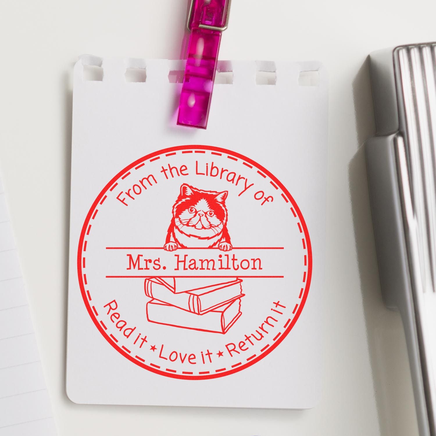 Exotic Shorthair Custom-Made Library Name Stamper