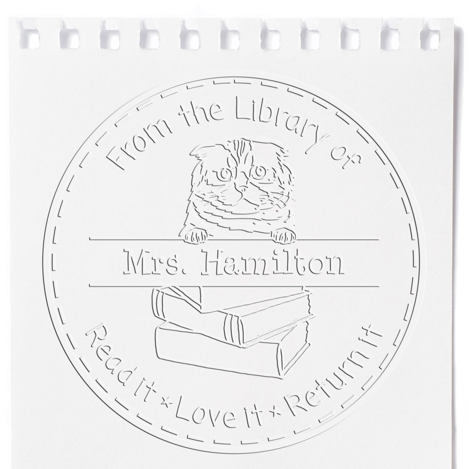 Custom Library Organization Seal with Foldex Cat - Engineer Seal Stamps