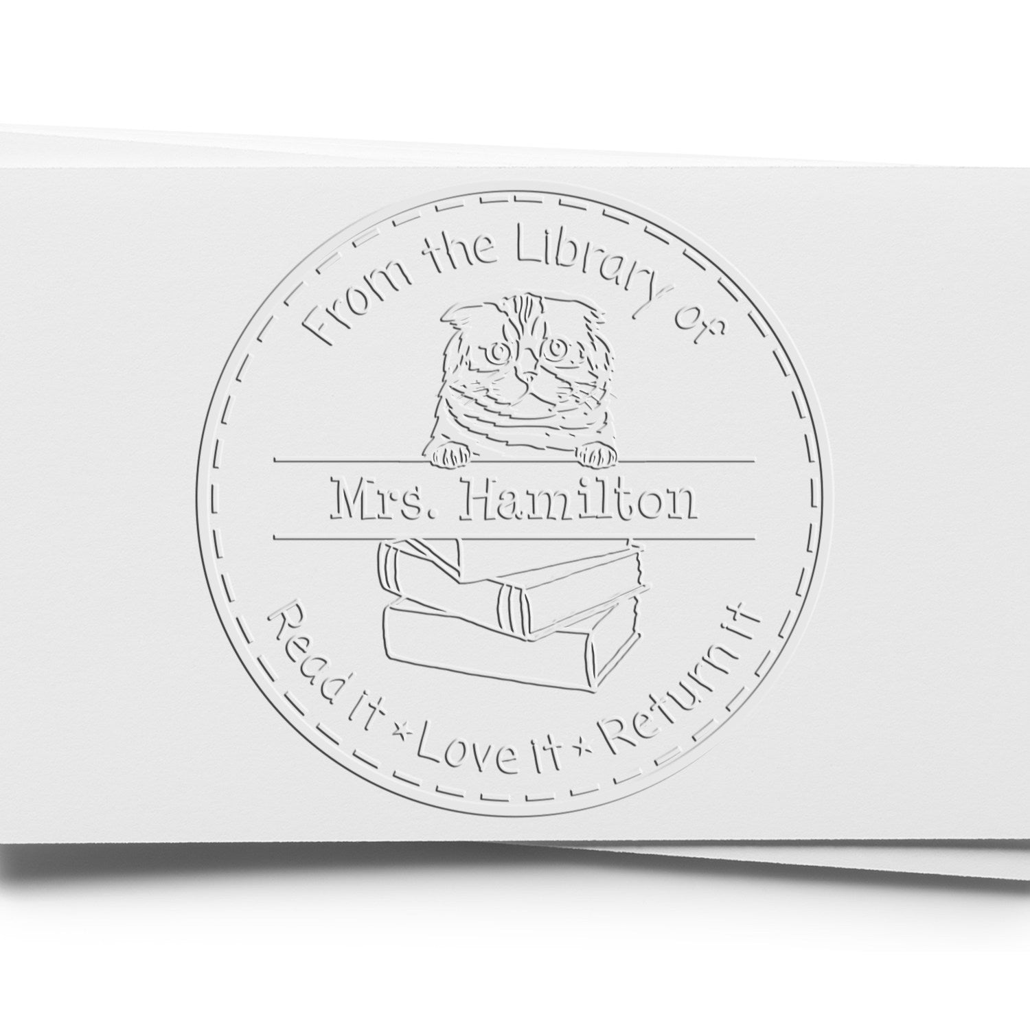 Custom Property Of Library Seal with Foldex Cat - Engineer Seal Stamps