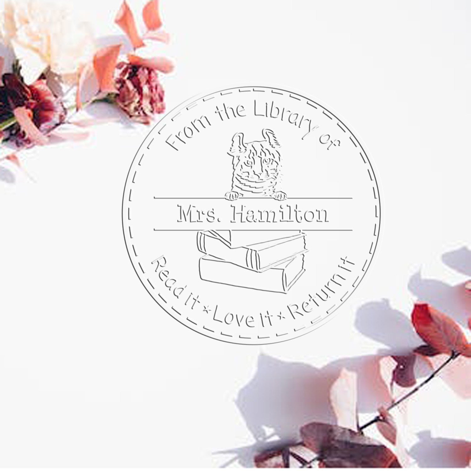 Custom Property Of Library Seal Embosser with Highlander Cat - Engineer Seal Stamps