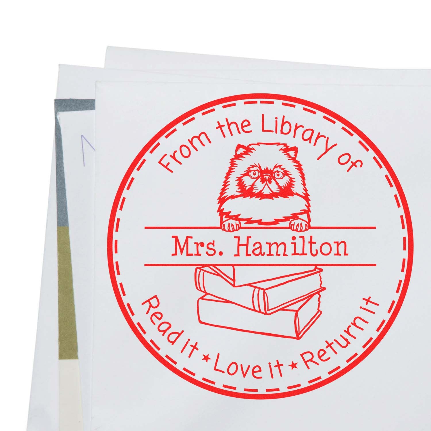 Personalized Book Sharing Stamper with Himalayan Cat - Engineer Seal Stamps
