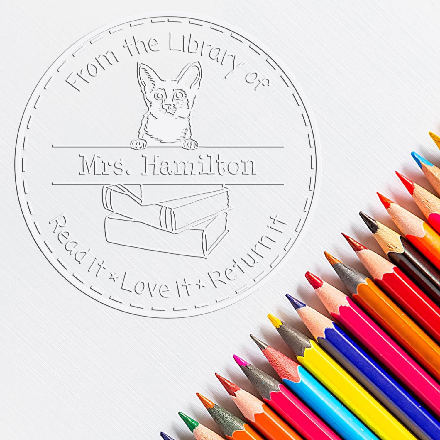 Javanese Cat Custom Classroom Book Return Reminder Embossing Seal