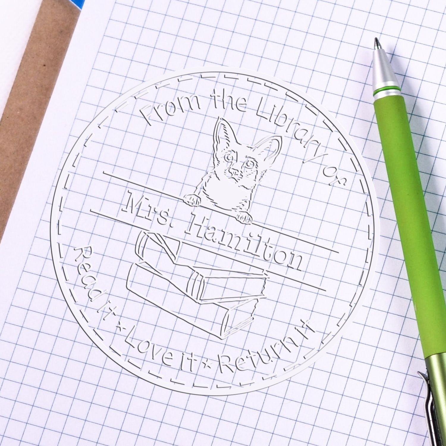 Javanese Cat Custom Classroom Book Return Reminder Embossing Seal