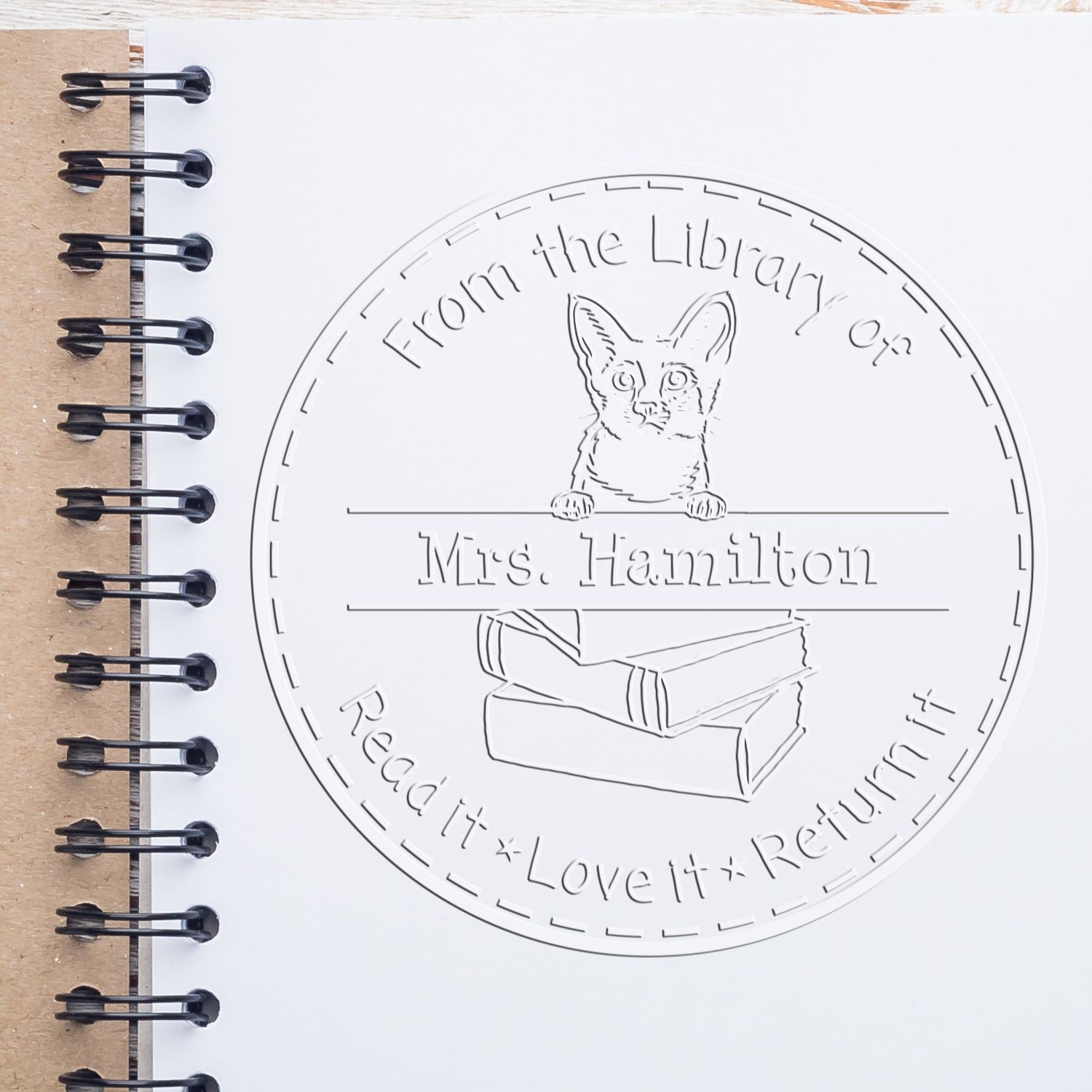 Custom Library Organization Embossing Seal with Javanese Cat - Engineer Seal Stamps