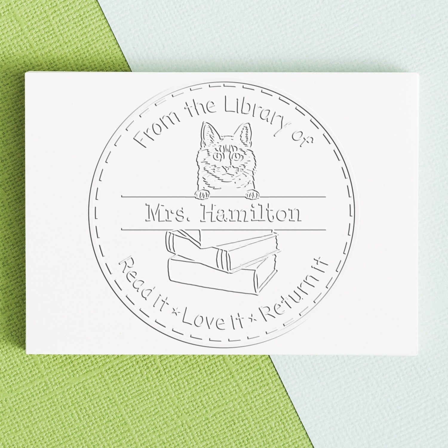 Kurilian Bobtail Cat Custom Book Lover Seal - Engineer Seal Stamps